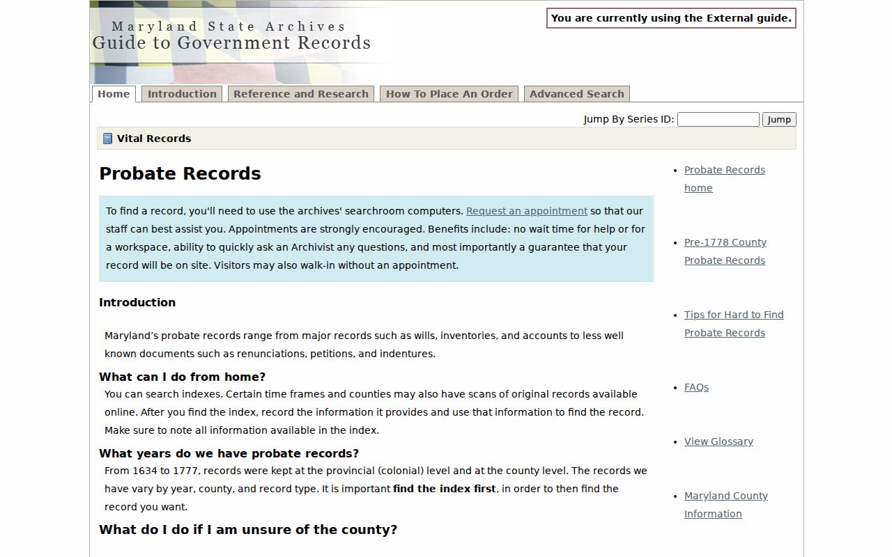 Bowie public records historical estate and probate index guide